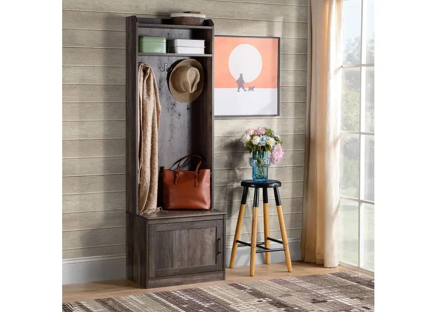 Brown Entryway Organizer: Hall Tree with Shoe Bench & Coat Rack