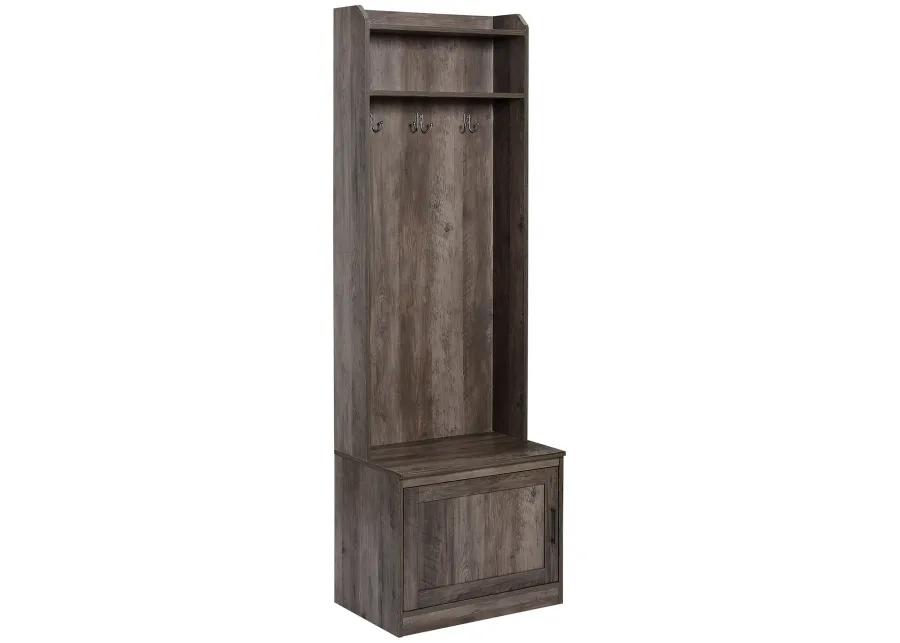 Brown Entryway Organizer: Hall Tree with Shoe Bench & Coat Rack