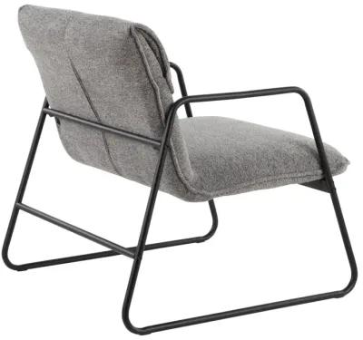 Casper Industrial Arm Chair In Black Steel And Grey Noise Fabric