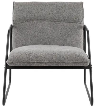 Casper Industrial Arm Chair In Black Steel And Grey Noise Fabric