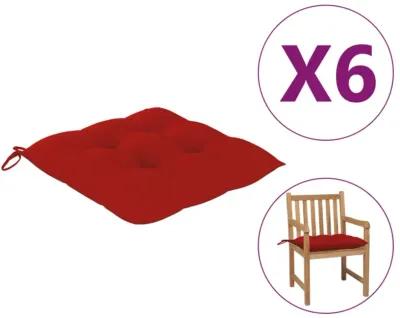 vidaXL Chair Cushions 6 pcs Red 19.7"x19.7"x2.8" Fabric