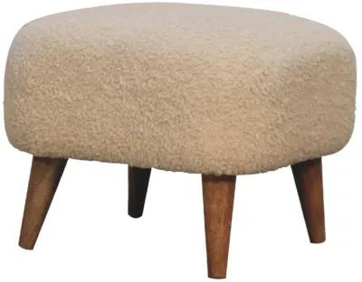 Boucle Cream  Solid Wood Upholestry Square Footstool