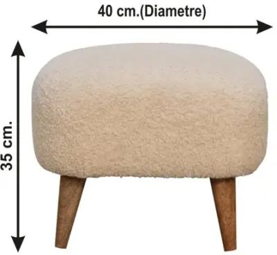 Boucle Cream  Solid Wood Upholestry Square Footstool