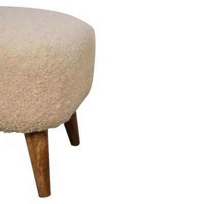 Boucle Cream  Solid Wood Upholestry Square Footstool