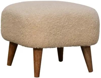 Boucle Cream  Solid Wood Upholestry Square Footstool