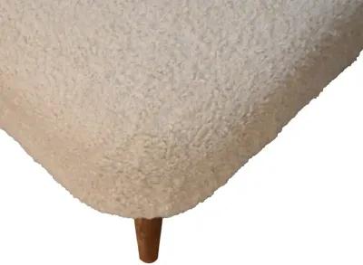 Boucle Cream  Solid Wood Upholestry Square Footstool