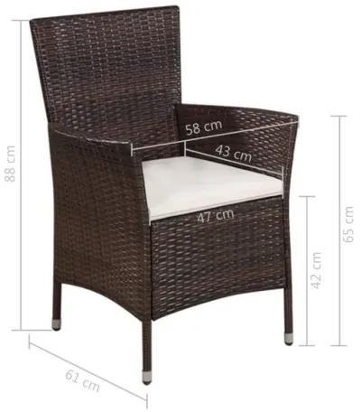 vidaXL 3 Piece Bistro Set Poly Rattan Brown