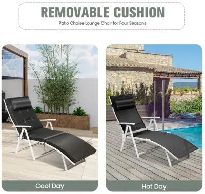 Adjustable Outdoor Lightweight Folding Chaise Lounge Chair with Pillow