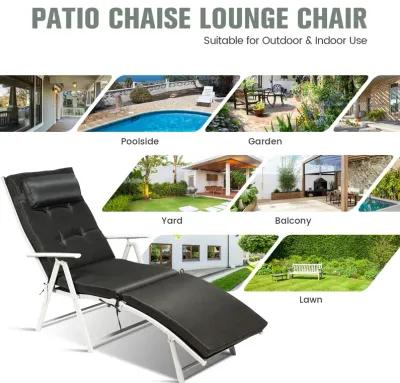 Adjustable Outdoor Lightweight Folding Chaise Lounge Chair with Pillow