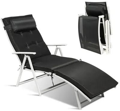 Adjustable Outdoor Lightweight Folding Chaise Lounge Chair with Pillow