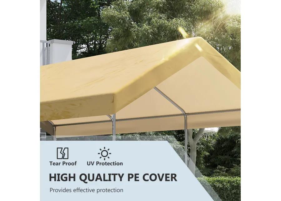 10' x 20' Carport, Portable Garage & Patio Canopy Tent Storage Shelter, Adjustable Height, Anti-UV Cover for Car, Truck, Boat, Catering, Wedding, Beige