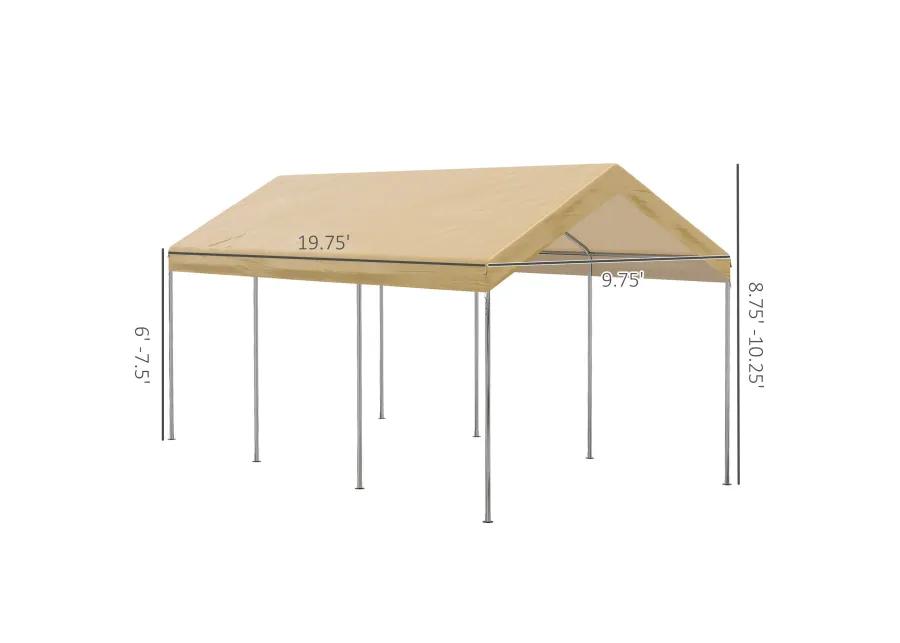 10' x 20' Carport, Portable Garage & Patio Canopy Tent Storage Shelter, Adjustable Height, Anti-UV Cover for Car, Truck, Boat, Catering, Wedding, Beige