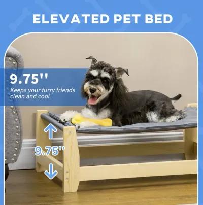 Wooden Pet Lounger: Raised Dog Cot with Cushion for Indoor/Outdoor