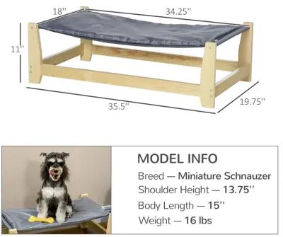 Wooden Pet Lounger: Raised Dog Cot with Cushion for Indoor/Outdoor