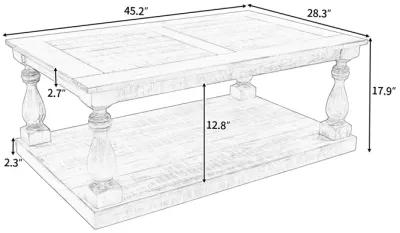 Merax Rustic Floor Shelf Coffee Table with Storage