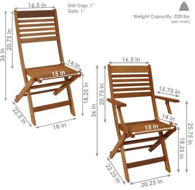 Sunnydaze Meranti Wood 5-Piece Folding Patio Dining Table and Chairs Set