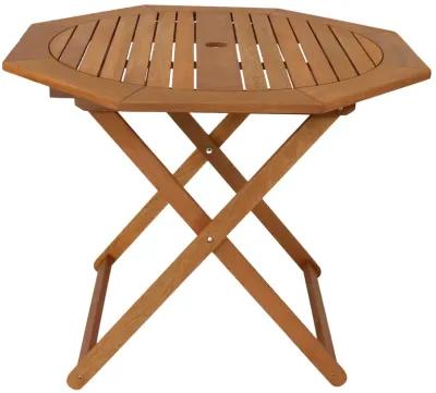 Sunnydaze Meranti Wood 5-Piece Folding Patio Dining Table and Chairs Set