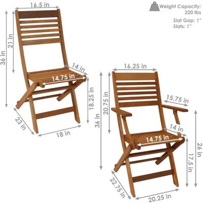 Sunnydaze Meranti Wood 5-Piece Folding Patio Dining Table and Chairs Set