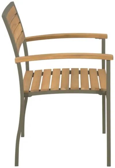 vidaXL Stackable Outdoor Chairs 2 pcs Solid Acacia Wood and Steel