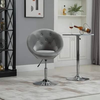 Gray Vanity Seat: Modern Tufted Swivel Chair with Chrome Frame