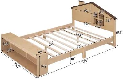 Merax House Shaped Platform Bed with LED Lights and Storage