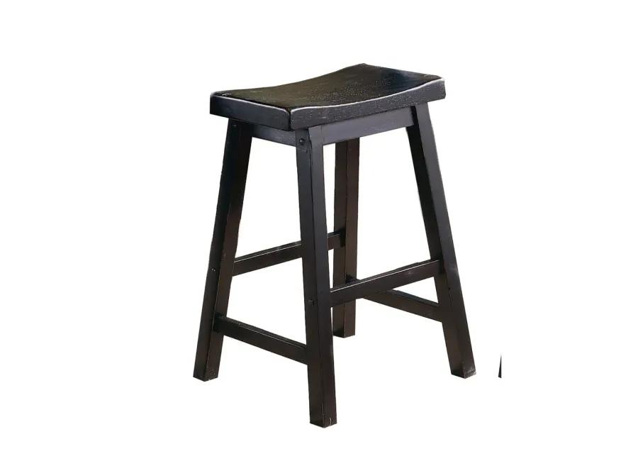 Finish 24-Inch Counter Height Stools Set Of 2 Piece Saddle Seat Solid Wood Casual Dining