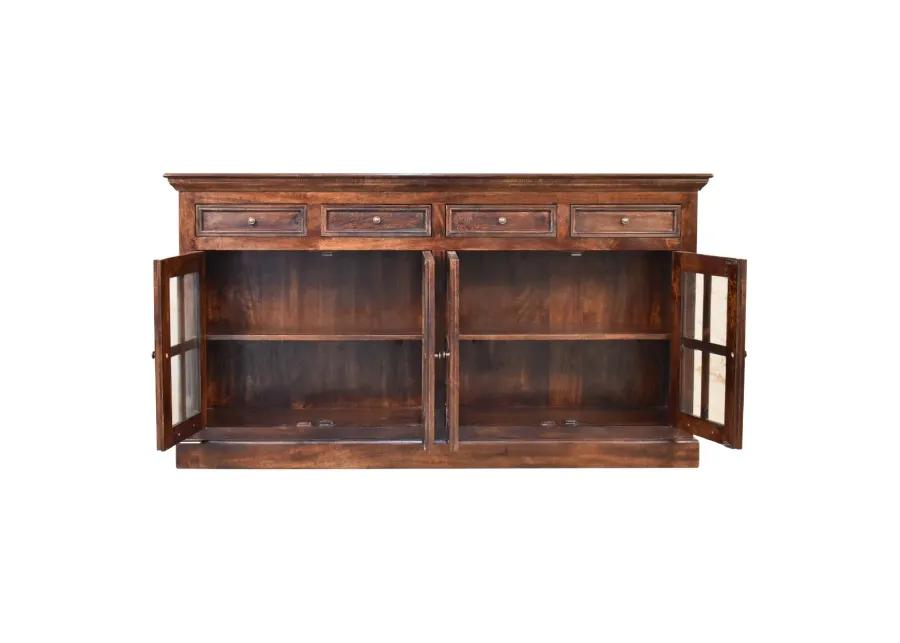 Light Walnut Solid Wood Glazed Sideboard