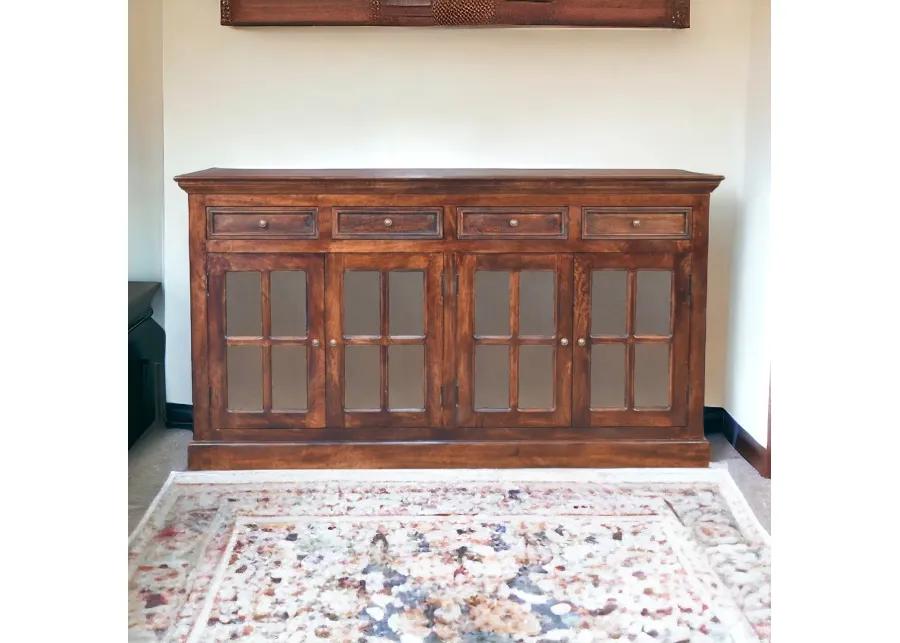 Light Walnut Solid Wood Glazed Sideboard