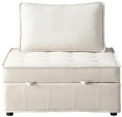 Multipurpose Linen Fabric Ottoman Lazy Sofa Pulling Out Sofa Bed (Beige)