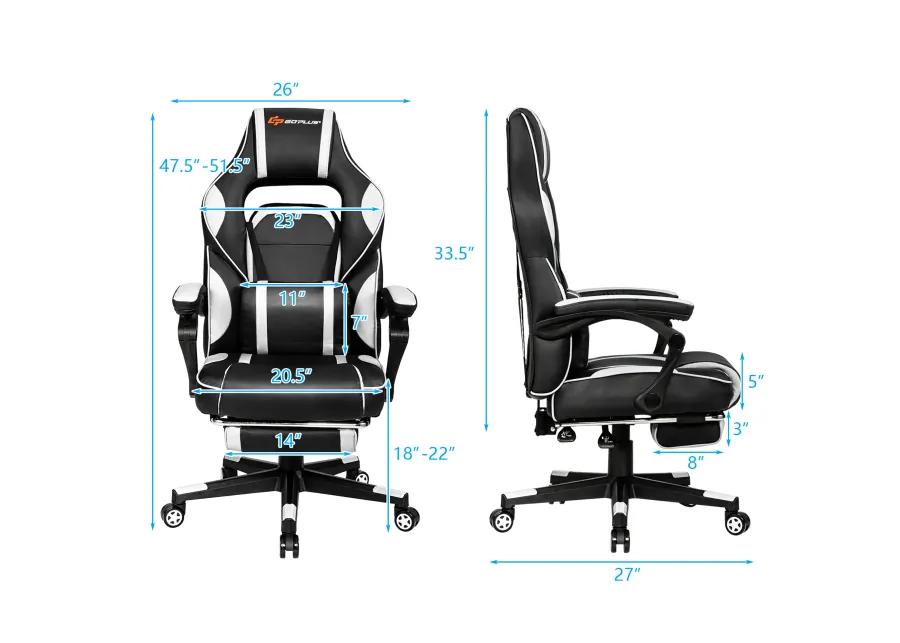 Goplus Massage Gaming Chair Reclining Racing Computer Office Chair with Footrest White