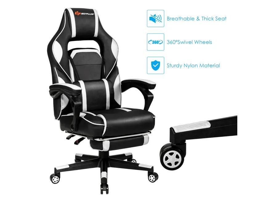 Goplus Massage Gaming Chair Reclining Racing Computer Office Chair with Footrest White