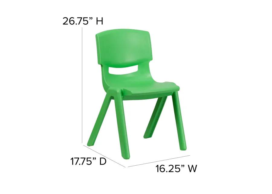 Flash Furniture Whitney 2 Pack Green Plastic Stackable School Chair with 15.5" Seat Height