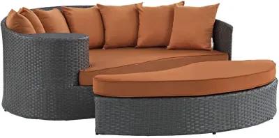 Sojourn Outdoor Patio Furniture Collection - Sectional Sofa Daybed with Sunbrella Cushions, Synthetic Rattan Weave, UV Protection, and Aluminum Frame