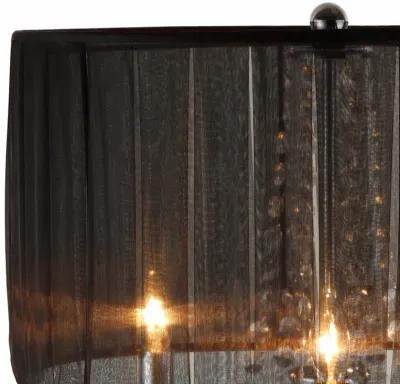 Metal Chandelier Table Lamp with Crystal Accent, Set of 2,Black and Chrome-Benzara