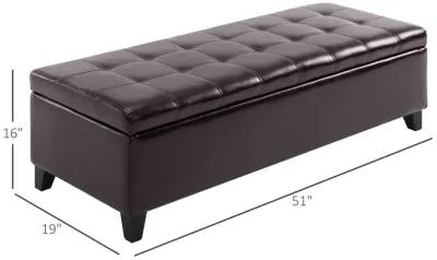 51" Tufted Top Storage Ottoman Bench PU Leather Organizer Chair Footstool Large