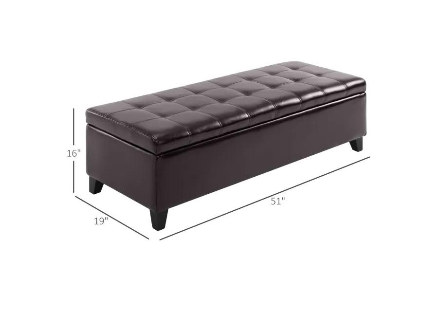 51" Tufted Top Storage Ottoman Bench PU Leather Organizer Chair Footstool Large