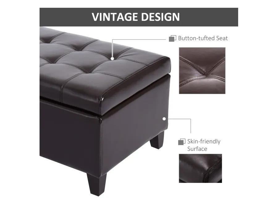 51" Tufted Top Storage Ottoman Bench PU Leather Organizer Chair Footstool Large