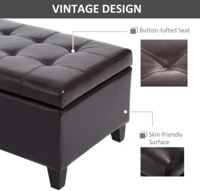 51" Tufted Top Storage Ottoman Bench PU Leather Organizer Chair Footstool Large