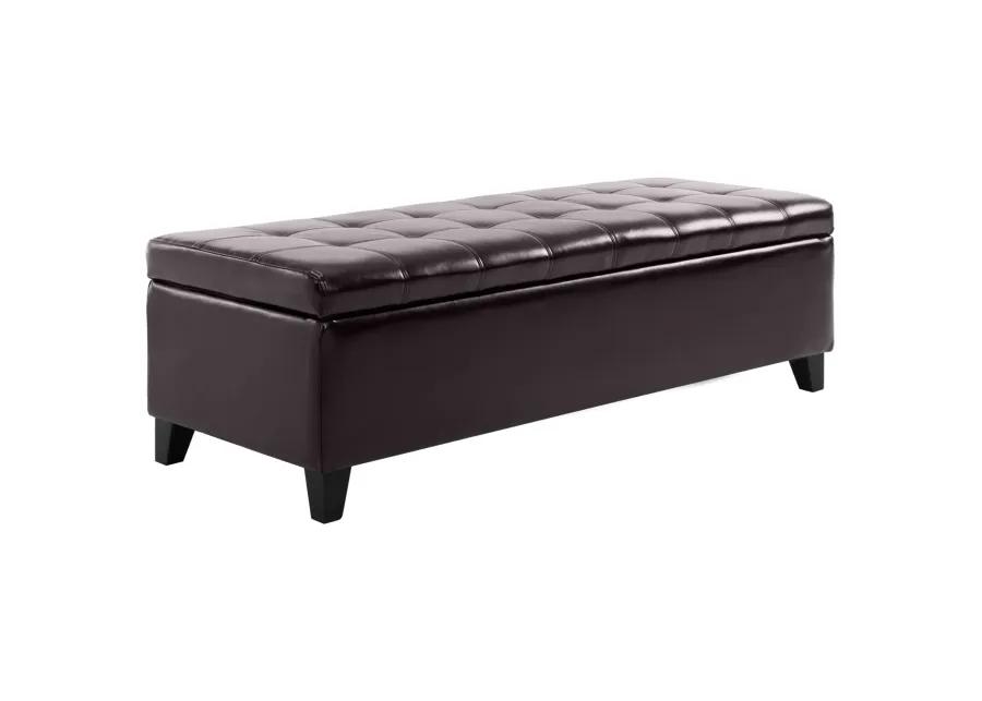 51" Tufted Top Storage Ottoman Bench PU Leather Organizer Chair Footstool Large