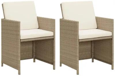 vidaXL Garden Chairs with Cushions 2 pcs Poly Rattan Beige