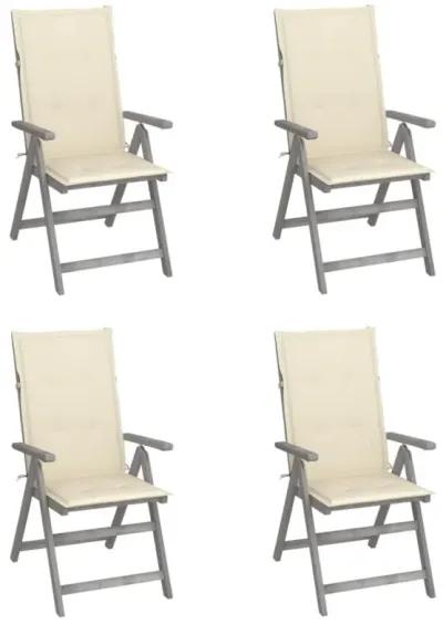 vidaXL Patio Reclining Chairs 4 pcs with Cushions Solid Acacia Wood