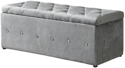 1 Piece Rectangular Storage Ottoman Short Velvet With 2 Set Ottomans (Light)