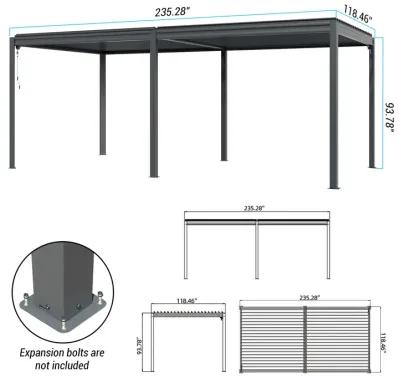 MONDAWE Outdoor Louvered Pergola 10X20FT, Aluminum Pergola with Adjustable Roof and
Efficient Drainage System