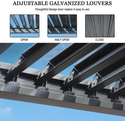 MONDAWE Outdoor Louvered Pergola 10X20FT, Aluminum Pergola with Adjustable Roof and
Efficient Drainage System