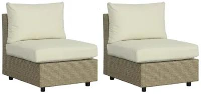 2pc Resin Wicker Outdoor Armless Chairs - 35"