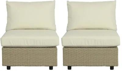 2pc Resin Wicker Outdoor Armless Chairs - 35"