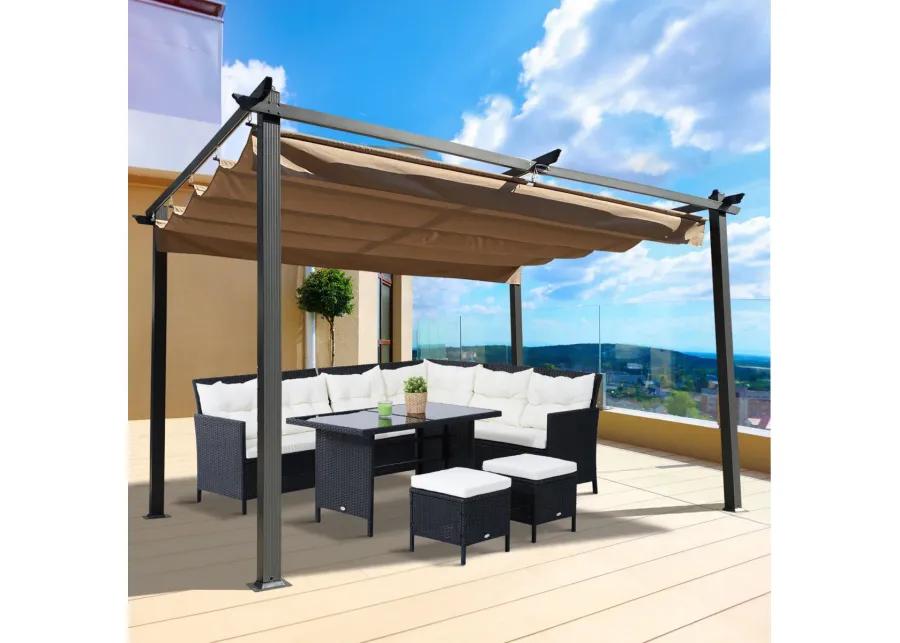 10FT Retractable Pergola Canopy for Outdoor Sun Shelter