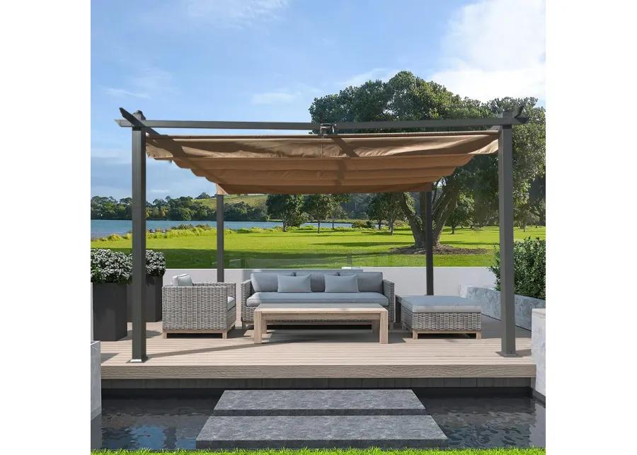 10FT Retractable Pergola Canopy for Outdoor Sun Shelter