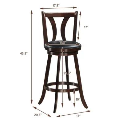 Hivvago 24/29.5 Inch Set of 2 Swivel Bar Stools Bar Height Chairs with Rubber Wood Legs