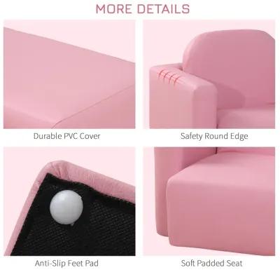 2-in-1 Kids Table & Sofa Chair Set Toddler Seat Armchair Desk Children Lounge - Pink